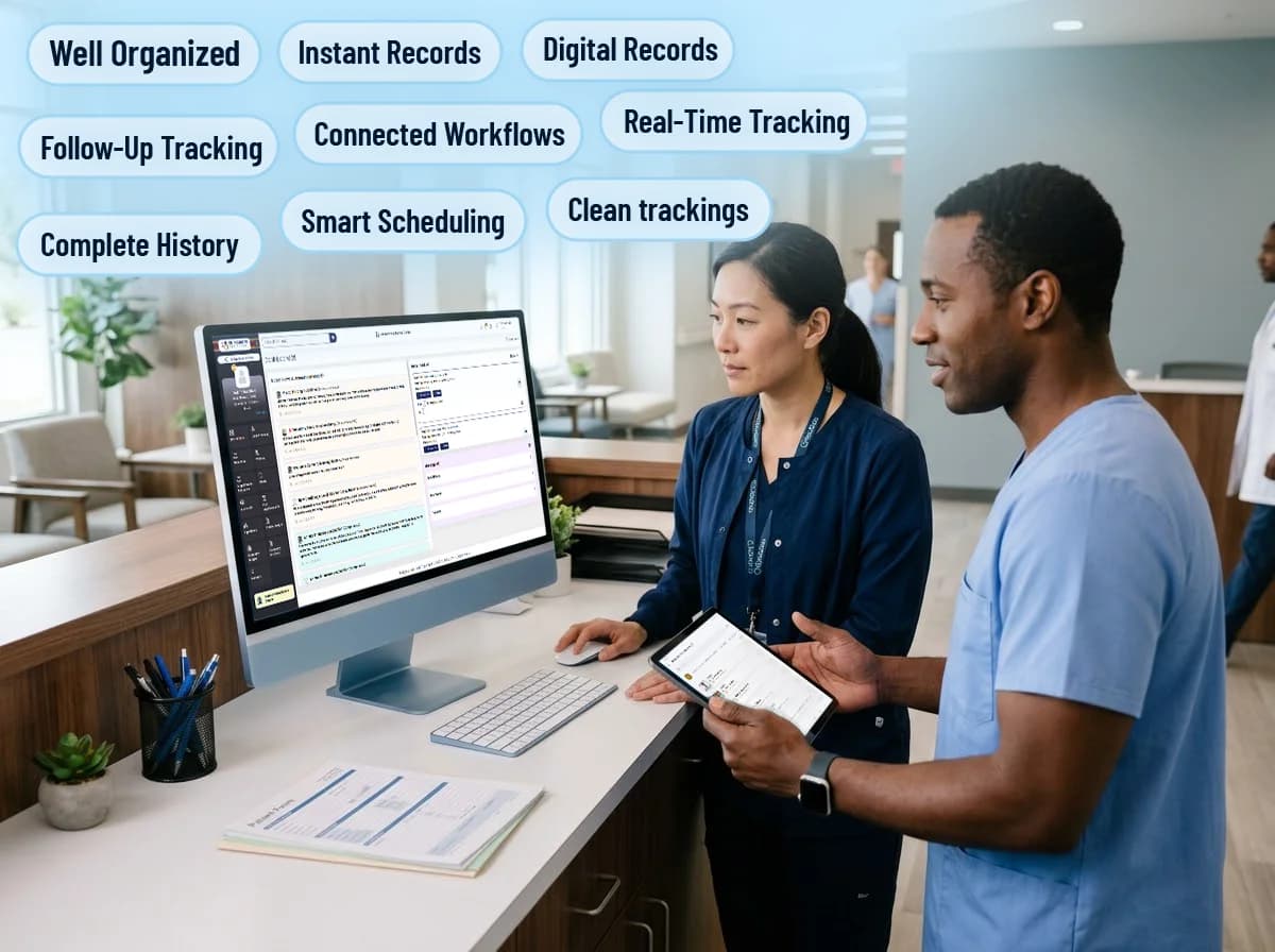 Why Hospitals Choose ClinicDots - With ClinicDots: Digital records, unified workflows, and real-time tracking